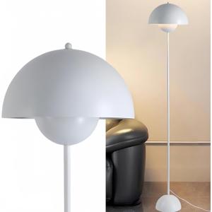 COSYLUX Modern Floor Lamp for Living Room, Industrial Tall Standing Lamp for Bedroom, Metal Shade Reflecting Light Reading Floor Lamp for Office, Nursery Room, Corner(White)