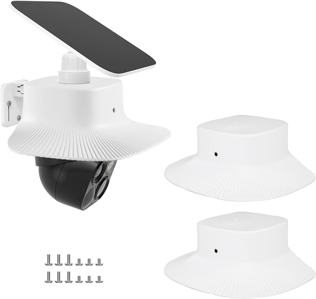 2 Pack Outdoor Camera Rain Sun Cover Compatible with Eufy SoloCam S340, All Weather Sun Protection Anti-Glare Anti-Snow UV Resistant Security Camera Protective Shield, Easy Install