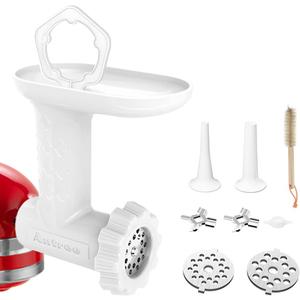 Food Meat Grinder Attachments for KitchenAid Stand Mixers, Excellent Food Grade Meat Grinder Accessories Meat Mixer Attachment Including 2 Sausage Stuffer Tubes Rust-proof and Durable