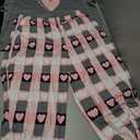 CHICME Womens Pajamas Sets 2 Piece Short Sleeve Lounge Set Printed Loose Pants Pj Sets Loungewear Set (XX-Large, D-heart Gray)