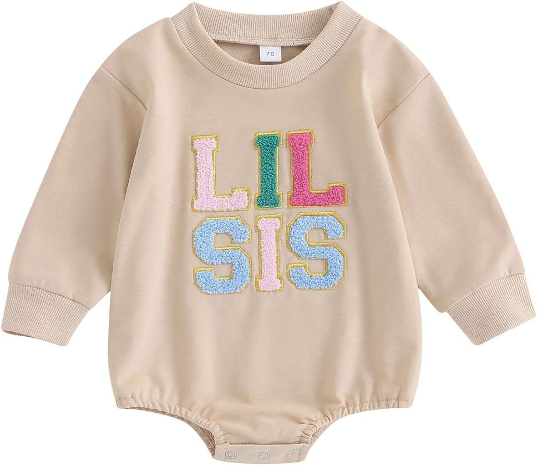 Twopumpkin Baby Toddler Girl Boy Sweatshirt/Romper Long Sleeve Sister Brother Matching Outfit Newborn Clothes 80