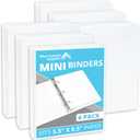 Blue Summit Supplies Mini 3 Ring Binder 5.5 x 8.5, 1 Inch Mini Binder 3 Ring, Ideal for Playbills or Planners, Small, White, 6 Pack