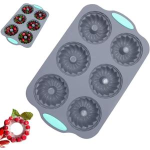 3 x Wreath Ice Mold for Holiday Cocktails, Flexible Silicone Mold for Wreath Ice Cubes, Soap & Chocolate, Donuts, Easy Release for Baking & DIY Crafts (Style-A)