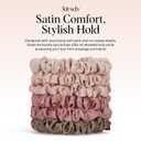Kitsch Satin Scrunchies for Women - No Crease Hair Ties for Girls | Scrunchies For All Hair Types and Textures, Perfect for Day or Night | Ideal Gifts for Women - 6 Pcs, Terracotta