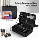 Greenfeather Travel Makeup Bag, Professional Cosmetic Train Case Organizer, Portable Travel Cosmetic Brush Bag Holder Makeup Artist Storage Box with Adjustable Dividers and Shoulder Strap, Black