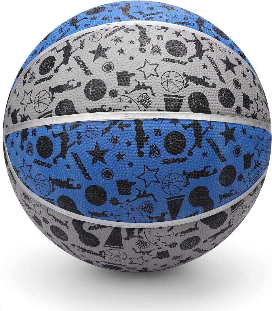 Dilabnba 9" Large Basketball Toy for Kids Adults, Mini Basketball for Outdoor Hoops, Anti-Slip Textured Grip, Pool Ball for Swimming Pool Hoops, Beach Balls Sand Toy for Indoor Yard (Size 6 Blue)