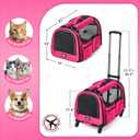 Large Pet Carrier with Wheels, Foldable Rolling Dog Carrier with Big Pocket, Cat Rolling Bag 21"x13"x13" for 2 Cats &Dogs, for Travel, Outdoor, Vet Visits, Camping, Indoor.Pink. (Not for Airline)