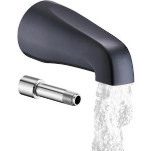 Bathtub Spout Without Diverter, 5.3", All Metal 304 Stainless Steel, Fits 1/2" Copper Slip-On and 1/2" or 3/4" IPS Threaded Pipes, Leak-Free Design, Easy Installation, Universal Fit, Matte Black