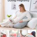 Momcozy J-Shaped Pregnancy Pillow for Sleeping with Cooling Cover, Side Sleeper Support for Belly, Hip & Leg, Deep Grey