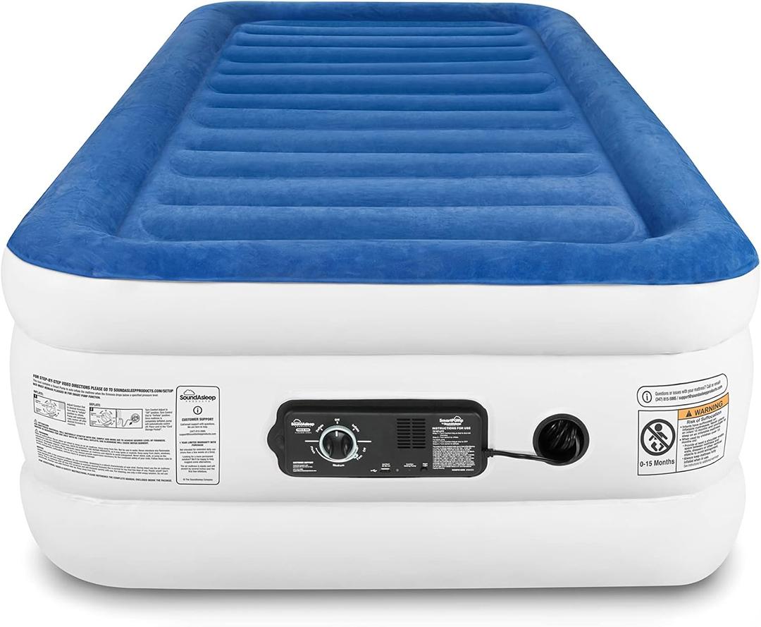 SoundAsleep CloudNine Series Raised Twin XL Air Mattress, Dual Smart Pumps | Dual smart pumps maintain firmness all night with 3 settings; SureGrip bottom helps create a stable guest bed for one sleeper