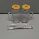 24 OZ Mason Jar Drinking Glasses with Bamboo Lids and Stainless Steel Straws for Party Beverages,Iced Coffee 2Pack