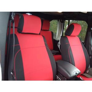 GEARFLAG Neoprene Seat Cover Custom fits Wrangler JK 2/4 Doors 2007-18 Red on Black Color (Front Pair Seats only) (No Side airbag)