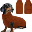 Small Dog Sweater, Christmas Dog Sweaters Fall Winter, Warm Sweaters with Harness Hole, Turtleneck Pullover for Dogs Girls Boys, Puppy Sweatshirt Knitwear Clothes for Dachshund, Brickred S