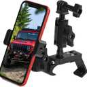 Nilkatss Upgraded Phone& Action Camera Mount for Jeep Wrangler (2018-2023 JL/JLU/4xe) & Gladiator JT (2020-2023) Dual Aluminum Holder Fits 4.7" to 6.8" Smartphones & GoPro Hero 9-12, Button-Friendly