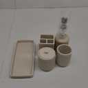 Resin Beige Bathroom Accessories Set 5 Pcs, Lotion Soap Dispenser, Toothbrush Holder, Bathroom Tumbler, Qtip Holder and Vanity Tray, Bathroom Countertop Organizer Set for Modern Home Apartment