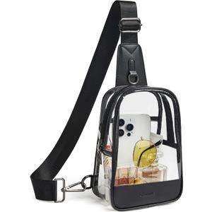Shrrie Clear Bag for Stadium Events Transparent Crossbody Sling Bag for Women & Men - Stadium Approved, Concerts & Sports (1-2 Two-toned Black)