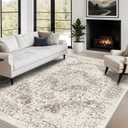 Distressed Washable 8x10 Area Rugs: Living Room Low Pile Rug - Bedroom Kitchen Apartment Laundry Rugs Indoor Non-Slip Thin Vintage Boho Decor Floor Faded Carpet Light Brown