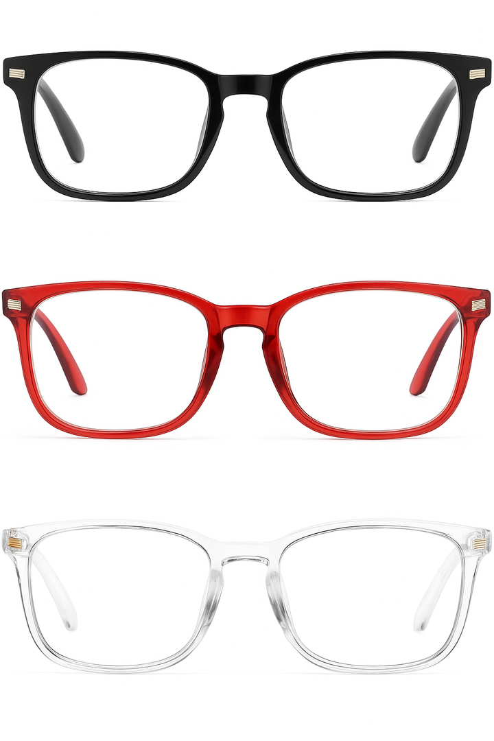 CCVOO Reading Glasses for Women/Men, Eyeglasses, Blue Light Readers for Women/Men, Computer Eye Glasses, Cheaters (Black,Red,Clear)