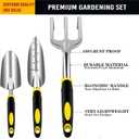 Professional 5-Piece Gardening Tool Set - Heavy Duty Aluminum Rust-Resistant Kit with Ergonomic Hand Trowel, Transplanter, Rake, Claw Gloves & Canvas Tote Bag - Perfect Gardening Gifts for Women & Men