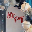 2 x Let's Party Sign for Balloon Arch - Large Felt Letters Reusable for Party Sign, Birthday Party, Graduation, Wedding, Bachelorette, Christmas, Home Bar, Man Cave Wall Decor - Red, 4mm Thick