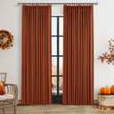 Terracotta Pinch Pleated 100% Blackout Linen Double Layer Curtains 84 Inches Long for Living Room Boho Farmhouse Rust Colored Pinch Pleat Black Out Thermal Insulated Drapes for Bedroom 2 Panels (40"W x 84"L (Pack of 2))
