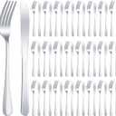 24 Pcs Stainless Steel Silverware Dinner Fork and Knife Set Flatware Forks Silver Tableware Cutlery Set Bulk for Kitchen Restaurant Home (8.1X 1 Inch, 8 X 0.8 Inch)