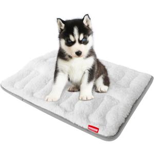 Dog Crate Mat(24" X 18"), Small Dog Bed for Crate, Soft Plush Bed Pad Machine Washable, Sleeping Mat with Anti Slip Bottom (White)