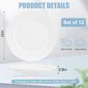 12 Pcs Porcelain Plates, 10 inch White Dinner Plates, Round Ceramic Dessert Plate, Appetizer Salad Plate for Dinner Kitchen Serving, Microwave Oven and Dishwasher Safe