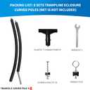 8 Pcs Trampoline Curved Pole Replacement, Universal Curved Enclosure Poles for 12-16ft Frame, with Plastic T Connector, Mounting Hardware, Foam Cover Padding
