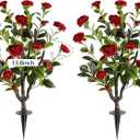 Artificial Camellia Tree 2 Pack , 36'' Faux Camellia Plant in Pot with Orange Flowers for Spring Home Front Door Outdoor Indoor Decoration (Red)