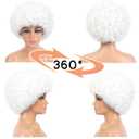 Short Kinky Curly Afro Wig with Bangs Glueless for Black Women Men 70s Disco Bouncy Fluffy Puff Synthetic Heat Resistant Natural Looking Hair for Party Cosplay Daily Use
