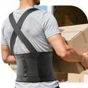 Work Back Brace for Men & Women, Adjustable Lower Back Support Belt with Suspenders for Back Pain Relief, Moving Construction Warehouse Heavy Lifting Safety & Protection (Black, Small)