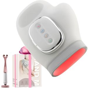 Hand Massager with Heat and Compression, Cordless Hand Massager, Finger Massager, 3 Massage 4 Temperatures 5 Compression Models, Ideal Gift for Women, Men (Gray)