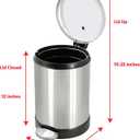 Glad Small Trash Can, 1.2 Gallon | Round Stainless Steel Garbage Bin with Soft Close Lid & Step Foot Pedal | Metal Waste Basket with Removable Inner Bucket, Stainless, 8 x 9.5 x 12 inches