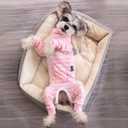 Dog Striped Recovery Suit, Puppy After Surgery Onesie for Female Male Dogs, Dogs Cats Long Sleeve Pajamas Bodysuit, Surgery Abdominal Wound Bandages Clothes, Dog Pant for Shedding Skin Disease, Large