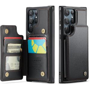 Vinich for Samsung Galaxy S22 Ultra Wallet Case with Card Holder, RFID Blocking Credit Slots Kickstand Shockproof Phone Cover for Women Men, Black