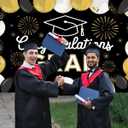 12x8ft Class of 2026 Graduation Backdrop Black and Gold Congrats Grad Backdrop Backdrops for Photography Congratulations Graduates Background College Prom Decorations for Party Photo Booth Props
