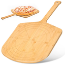 Wooden Pizza Peel Board with Engraved Sizes - Multi-Purpose Bamboo Pizza Cutting Board, Wood Pizza Peel, Pizza Spatula Paddle, and Serving Board with Size and Cutting Guide