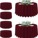 sancua Round Tablecloth 108 Inch Diameter, 6 Pack Burgundy - Circle Polyester Fabric Table Cloth for Chiristmas Party Reception Banquet Birthday, Washable Formal Table Cover (Fit 42-96 Inch Tables)