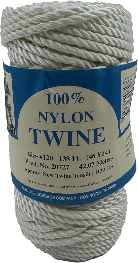 #120 Twisted White Nylon Twine 1 lb Tube 138 Feet