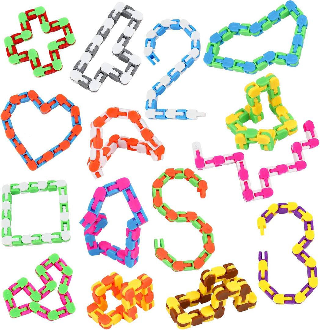 30 Pack Wacky Tracks Fidget Toys for Kids, Finger Sensory Toys, Snake Puzzles for Stress Relief, Party Bag Fillers, Party Favours