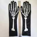 2 Pairs Black Skeleton Gloves, Day of The Dead Ghost Full Finger Bones Accessories for Halloween Cosplay Parties (BLACK, Long)