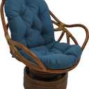 Blazing Needles Solid Twill Swivel Rocker Polyester Chair Cushion, 48" x 24", Indigo