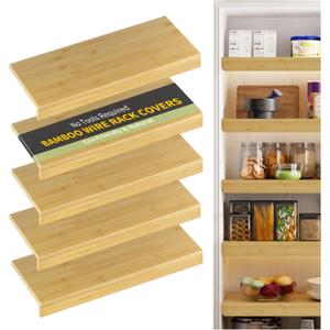 Bamboo Wire Shelf Covers, 30" W x 12" D, 5-Pack, Natural