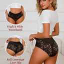 Sexy High Waisted Underwear for Women Plus Size Briefs Breathable Lace Panties High Waisted Cheekster Granny Panties (XL)