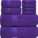Infinitee Xclusives Luxury 100% Cotton Towel Set – 8 Piece Bathroom Towel Set (2 Bath Towels, 2 Hand Towels, 4 Washcloths) – Soft & Absorbent Towels for Bathroom (Profound Purple)