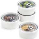 16 oz Creme Brulee Ramekins Oven Safe, Small Souffle Ramekin with lid, Mini Porcelain Ramekins Set with Covers, Small Ceramic Baking Dish Set of 4 (White (with Lid))