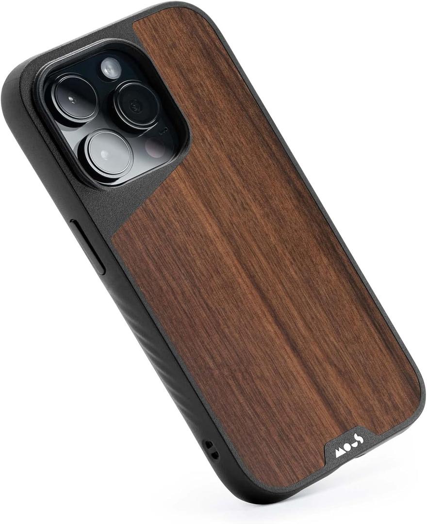 Mous - Case for iPhone 14 Pro Max Protective - Walnut - Limitless 5.0 - Fully MagSafe Compatible - Real Wood iPhone 14 Pro Max Case Shockproof