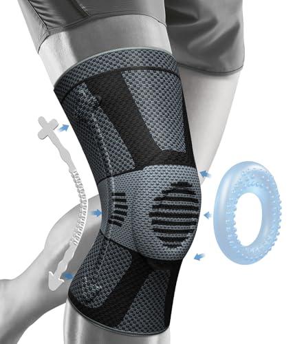 NEENCA Professional Knee Brace for Pain Relief, Medical Knee Compression Sleeve, Knee Support with Horizontal Knit Tech for Meniscus Tear, ACL, Arthritis, Joint Pain, Runner, Workout, Large