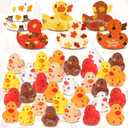Lenwen 100 Pcs Thanksgiving Turkey Rubber Ducks Bulk 2 Inch Fall Duckies for Friendsgiving Thankful Dinner Party Activity Supplies Table Decorations